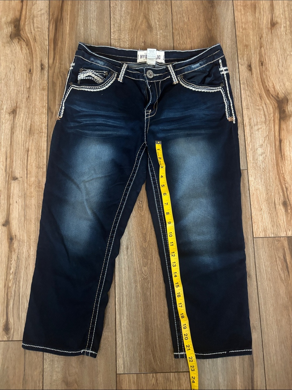 Hydraulic Gramercy Thick Contrast Stitch Dark Wash Capri Jeans - Women's Size 14